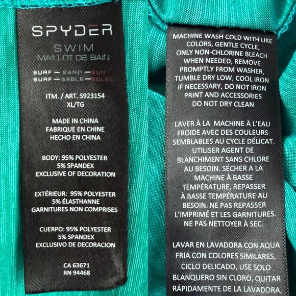 SPYDER Men’s Short Sleeve Rash Guard XL Teal Scuba UPF Quick Dry Sun Swim Surf - Picture 4 of 8